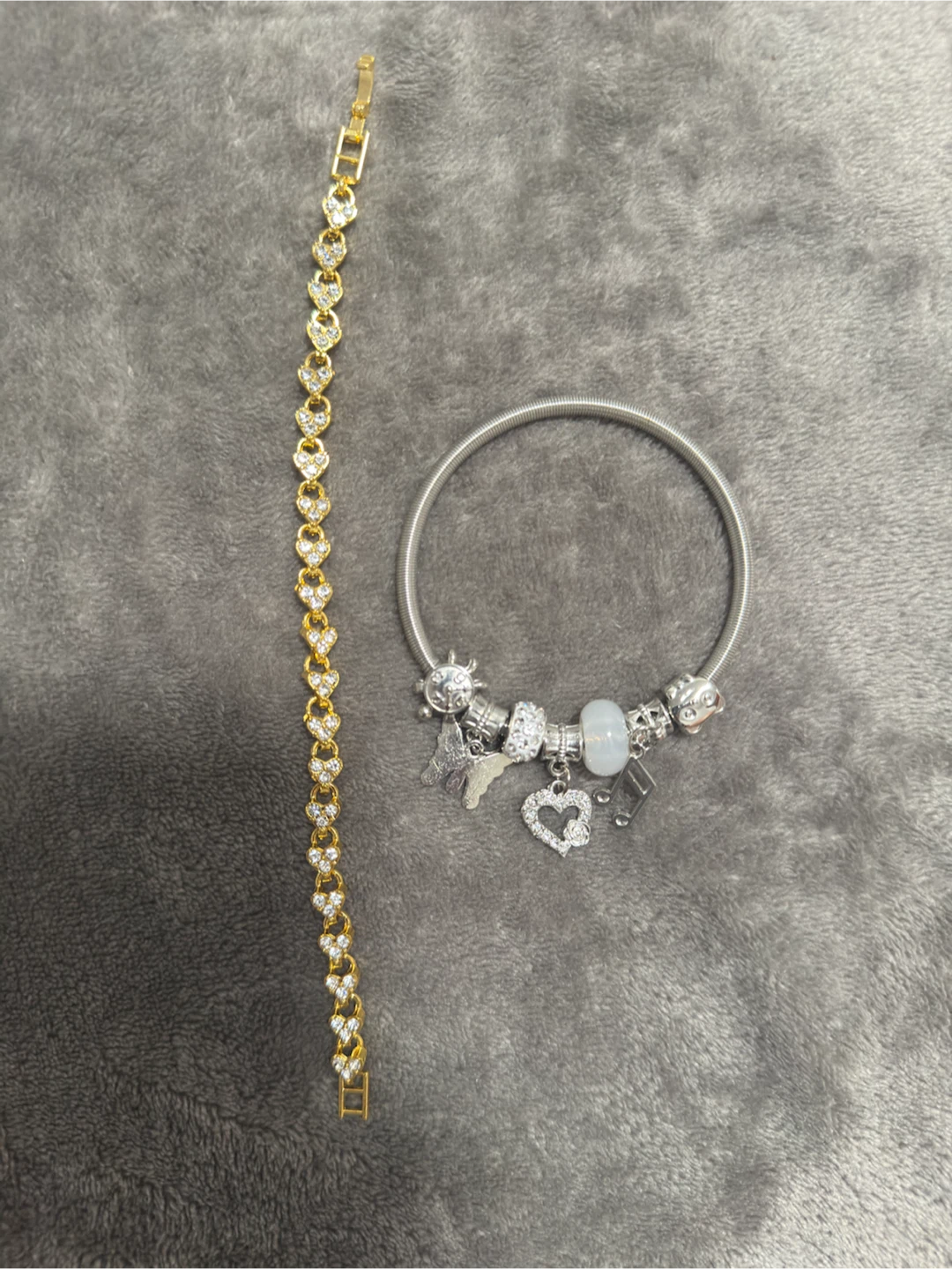 Gold Tone Bracelet & Charms bracelet