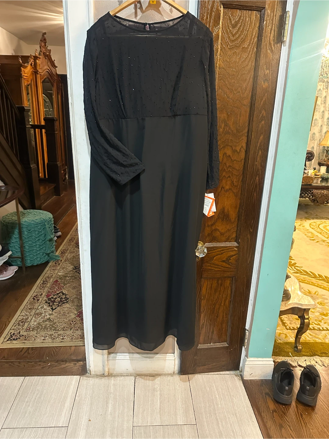 Liz Claiborne Black Long Sleeve Maxi Dress