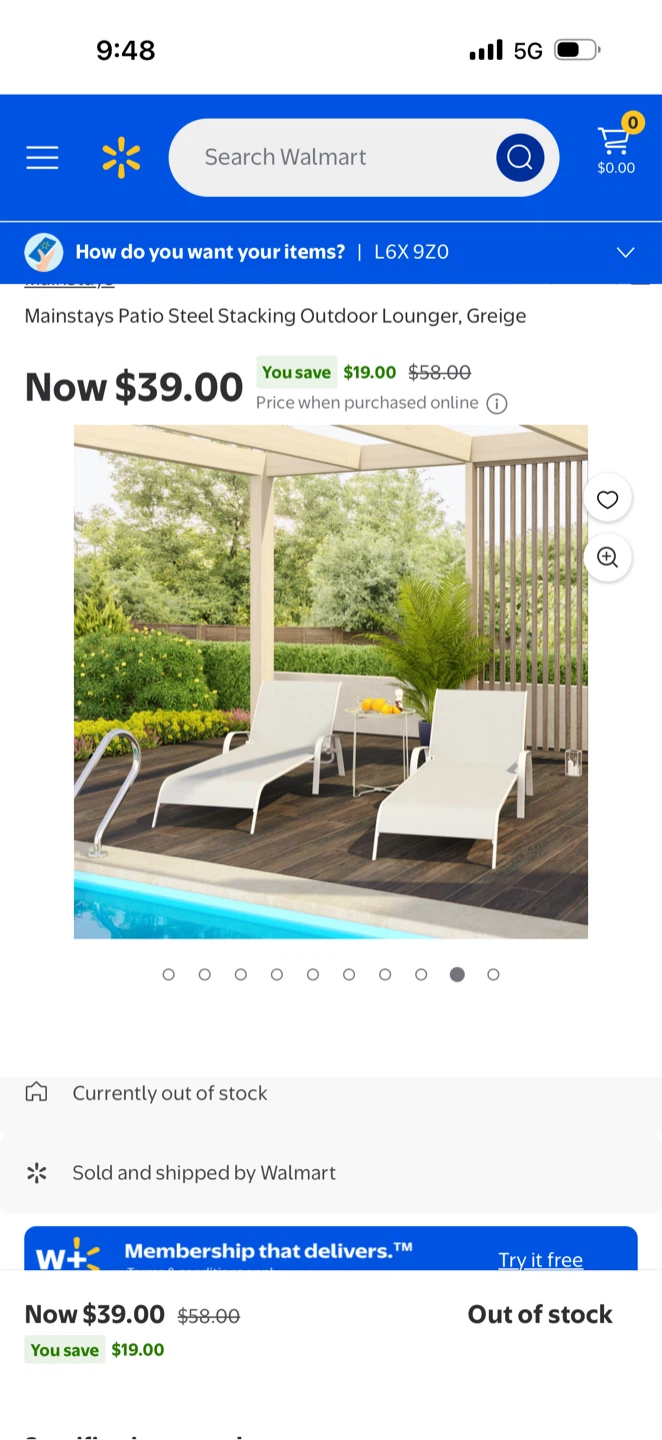 Mainstays Patio Steel Lounger - Greige - photo 3