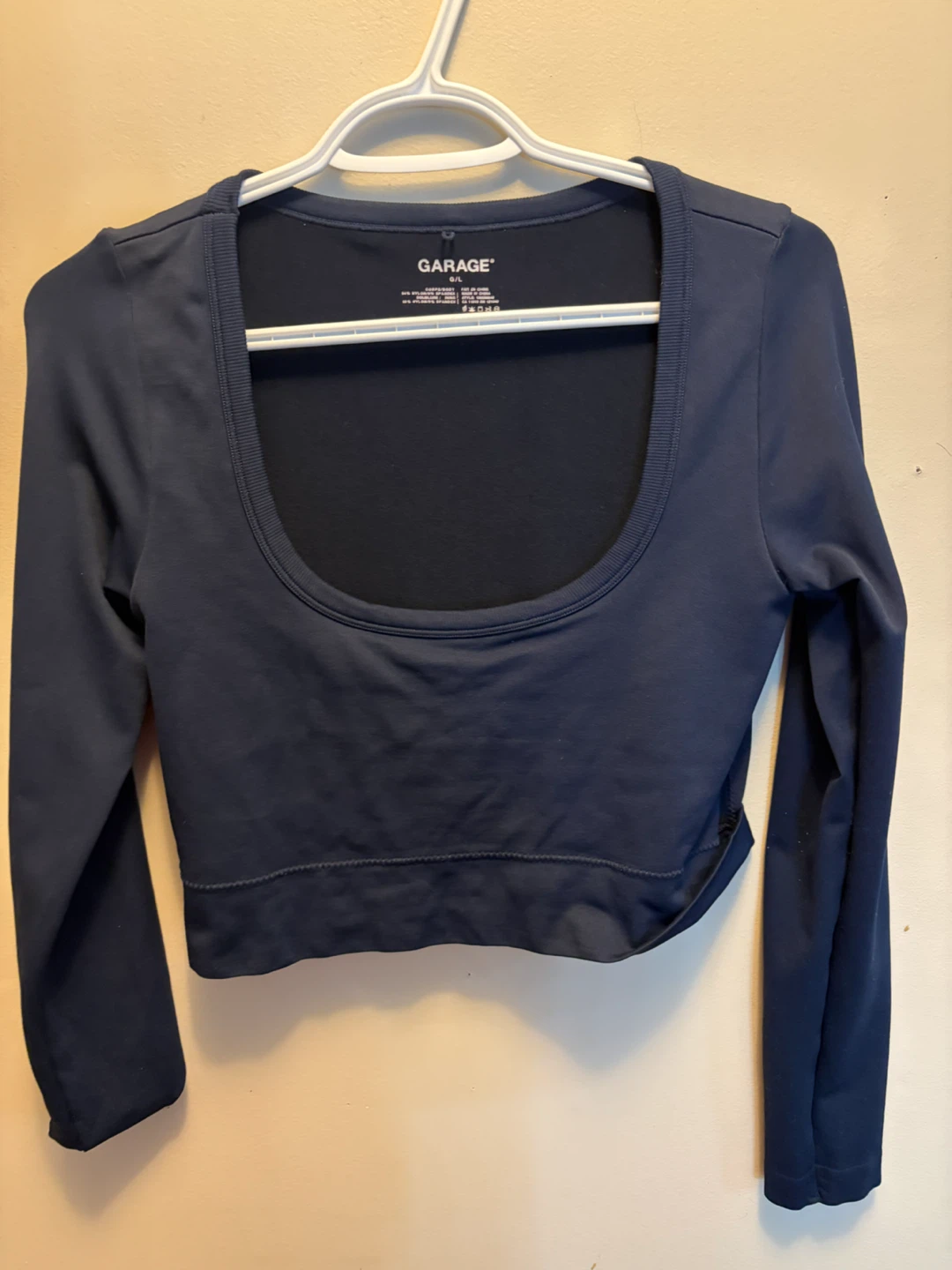 Garage Navy Blue Long Sleeve Crop Top G/L