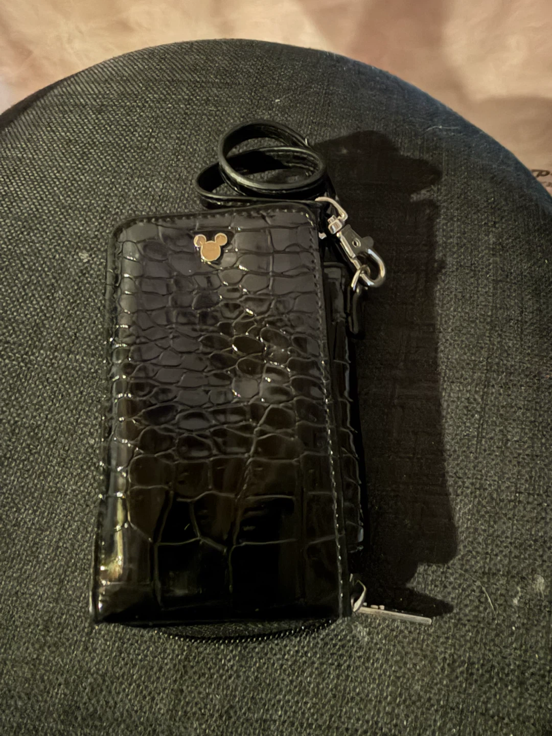 Black RFID Blocking Wallet with Mickey Mouse Charm