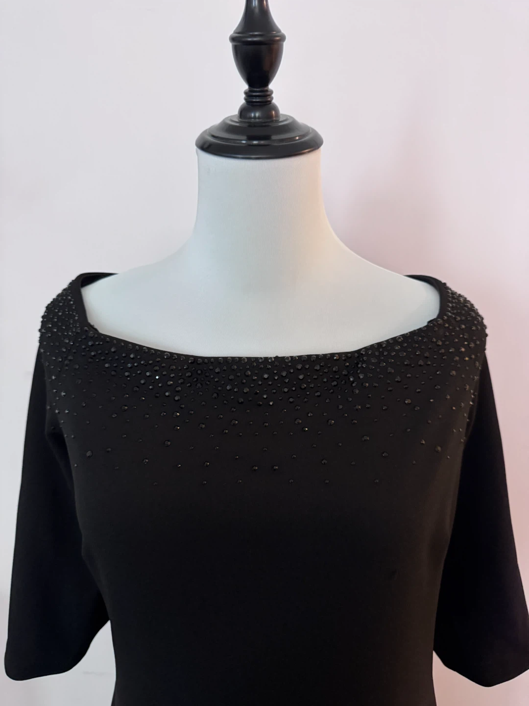 Calvin Klein Black Embellished Boat Neck Dress