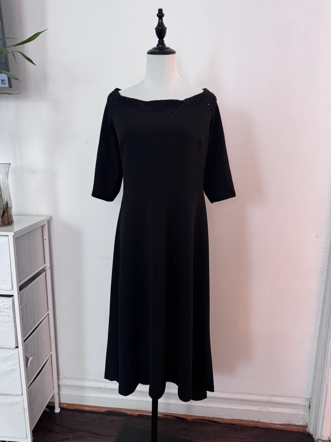 Calvin Klein Black Embellished Boat Neck Dress - photo 2