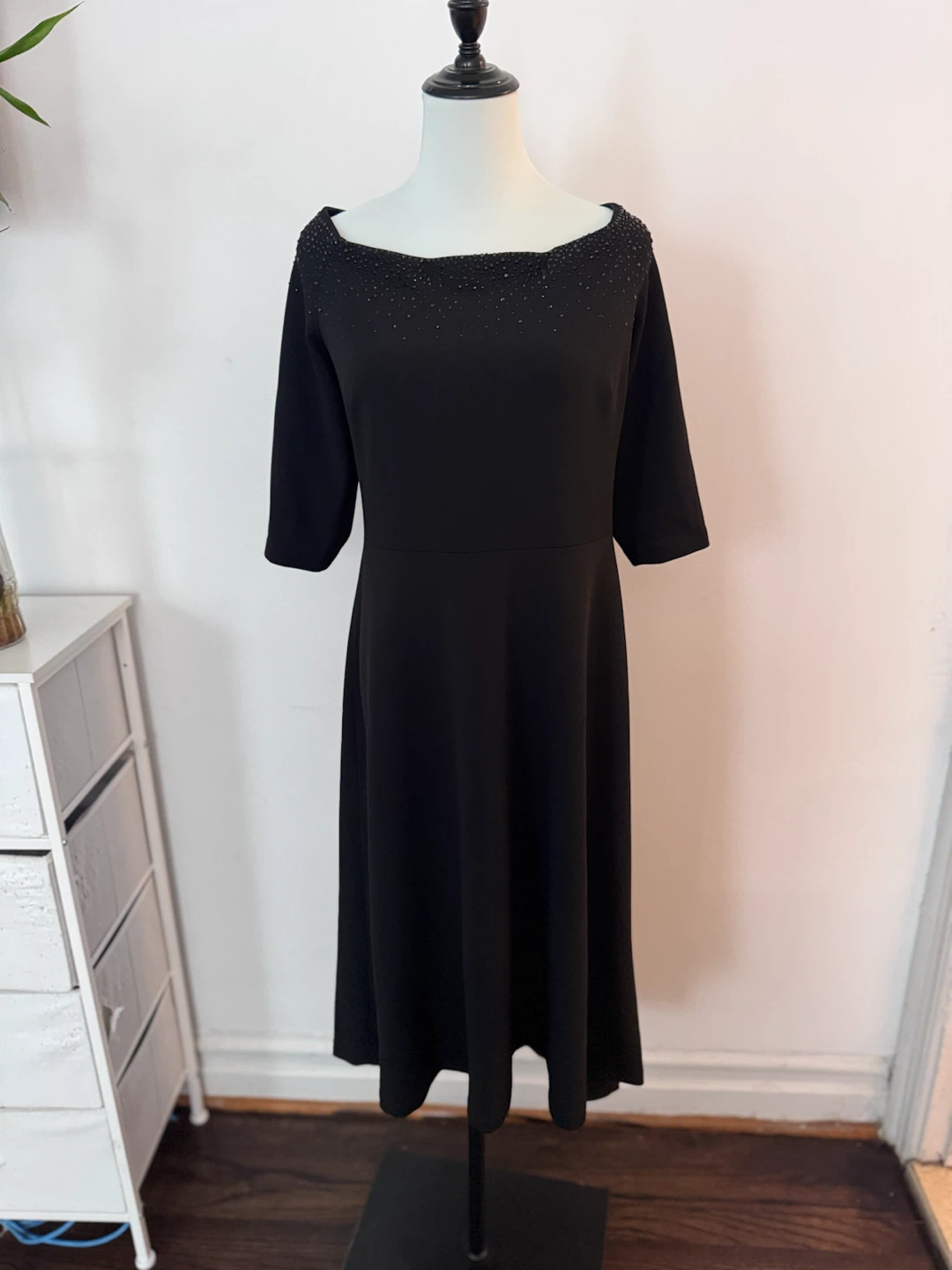 Calvin Klein Black Embellished Boat Neck Dress - photo 3