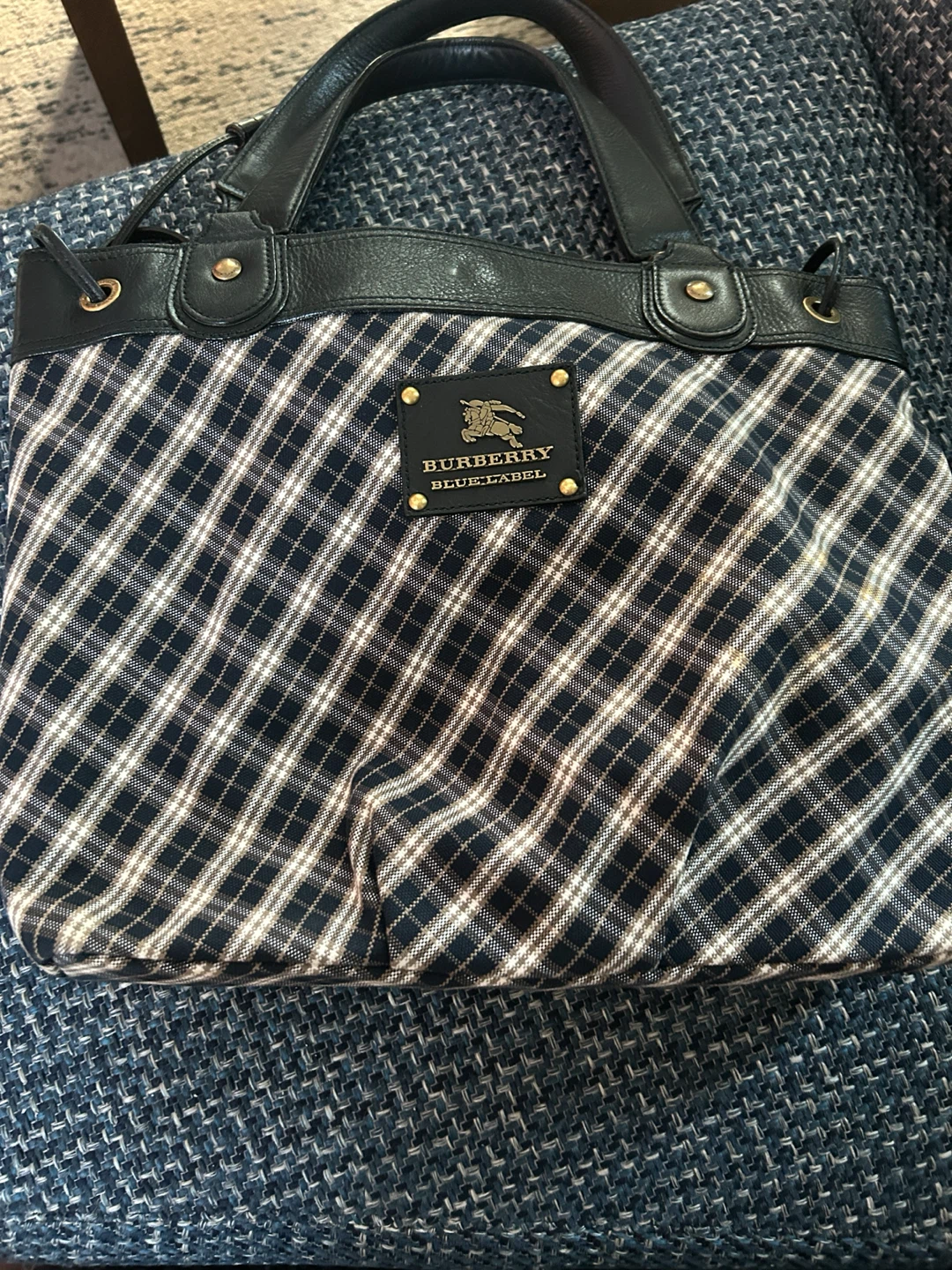 Burberry Blue Label Plaid Tote Bag