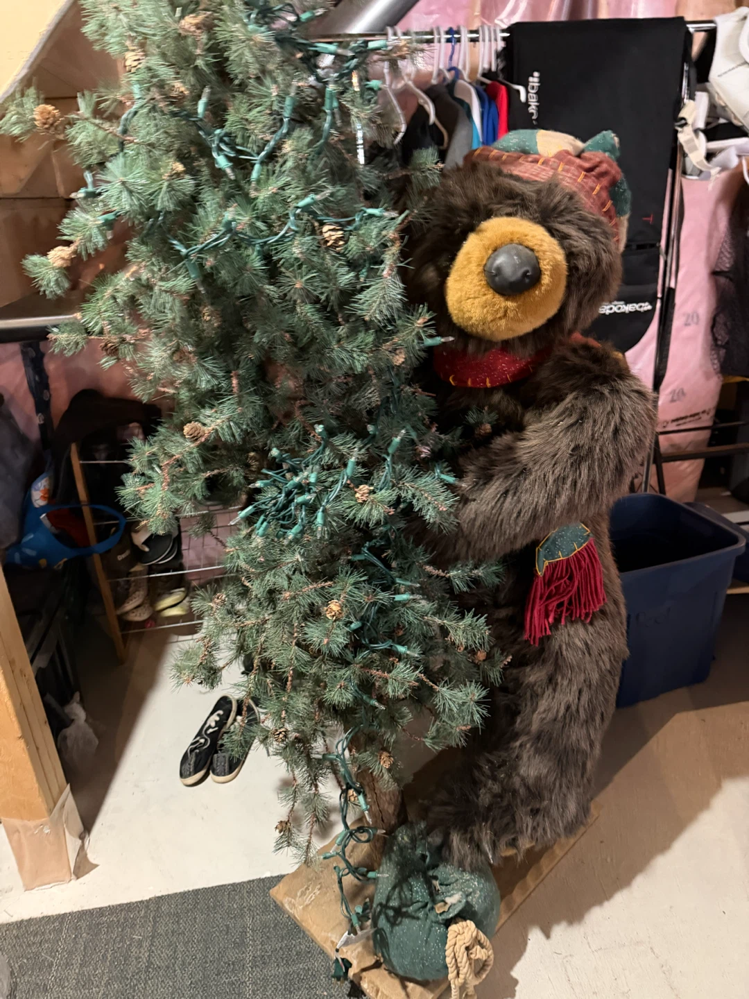 Plush Bear with Christmas Tree