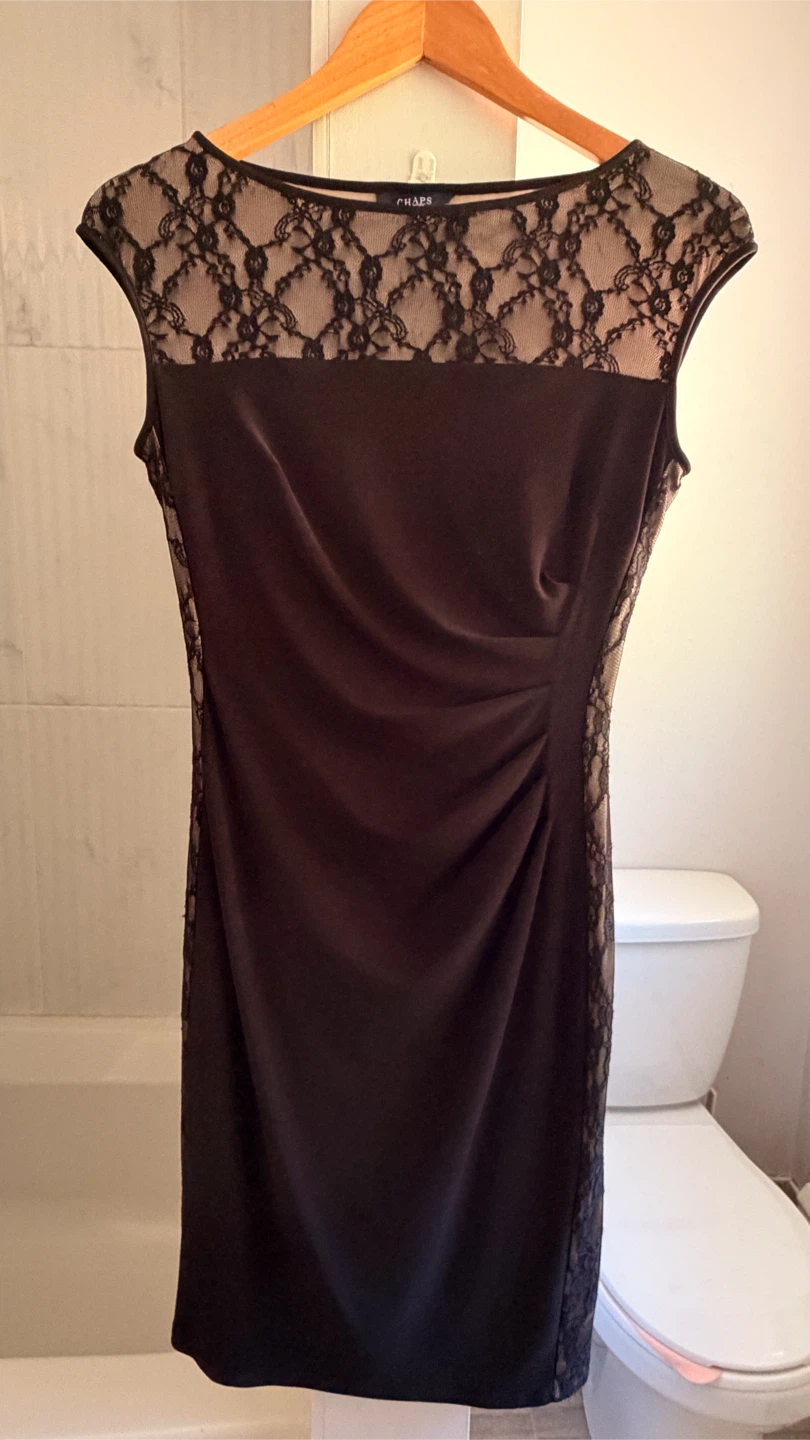 Chaps Black Lace Panel Dress