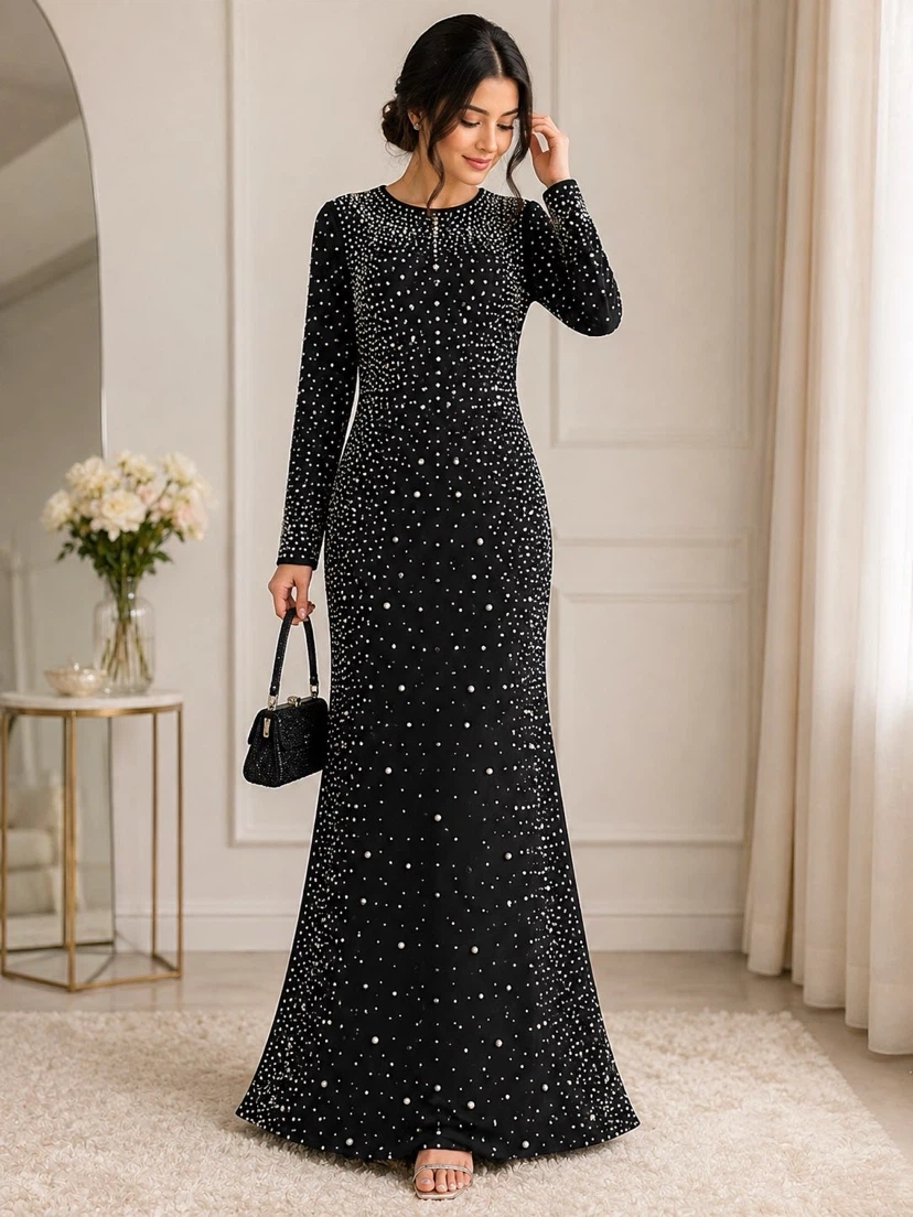 Sparkly Black Long Sleeve Maxi Dress - photo 3