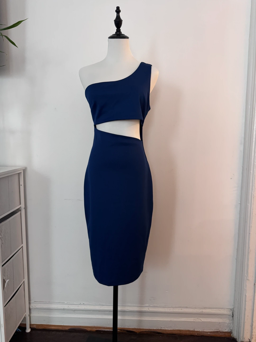 Forever 21 Navy One-Shoulder Cutout Dress - Medium