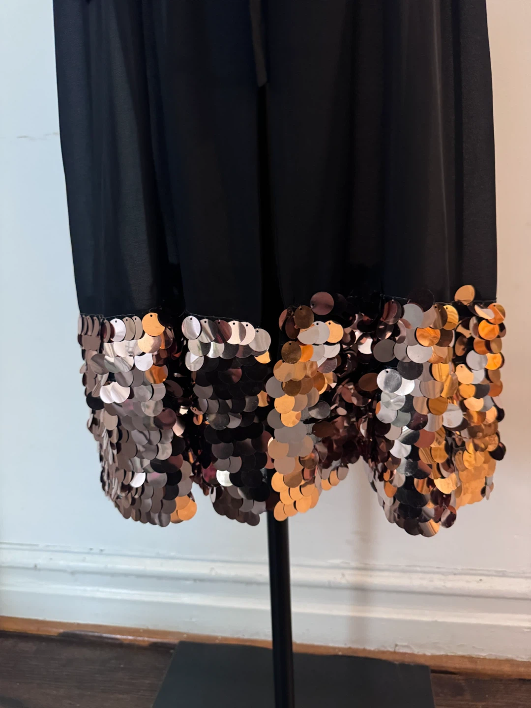 Black Sheer Kimono with Sequin Hem - photo 2