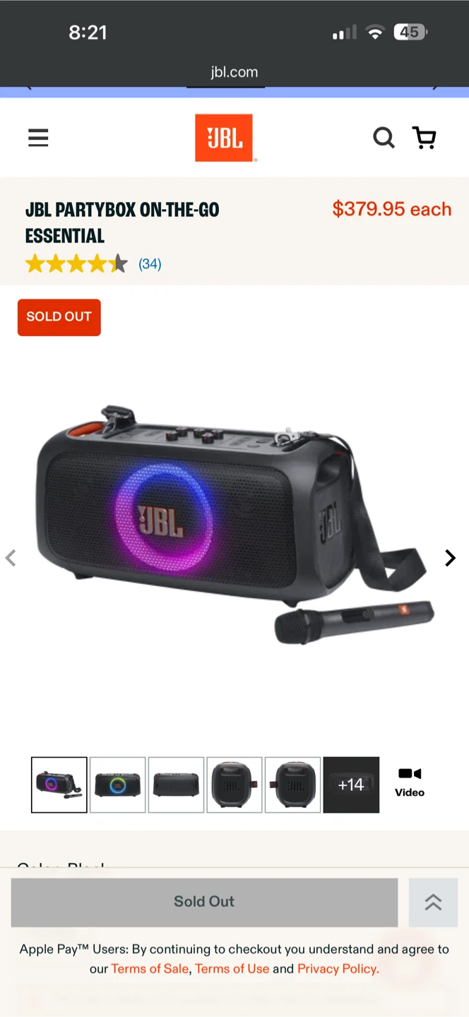 JBL PartyBox otg Essential Portable Speaker with Microphone