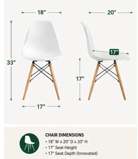 Set of 4 White Dining Chairs with Wooden Legs - photo 3