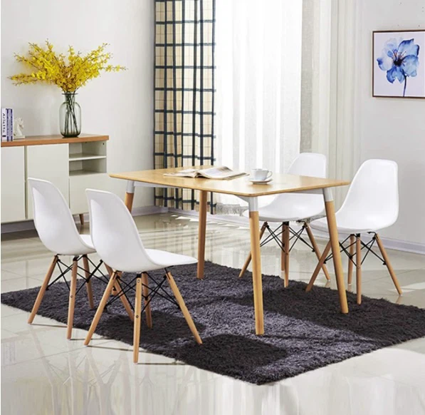 Set of 4 White Dining Chairs with Wooden Legs - photo 5