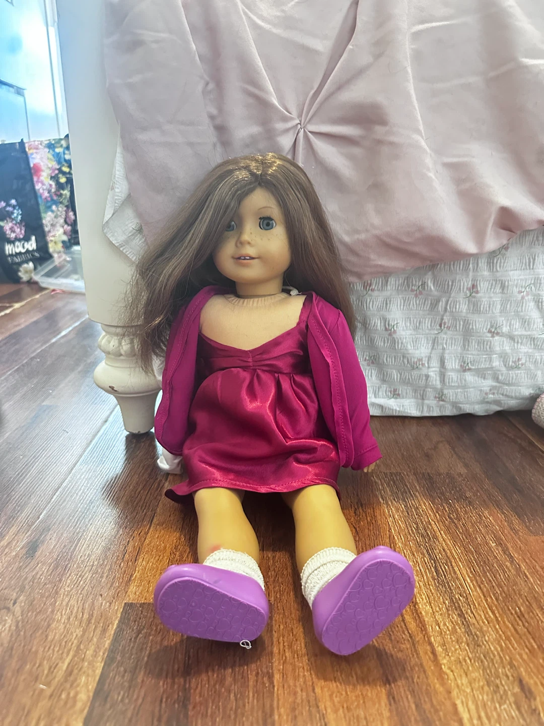 American Girl Doll with Pink Dress and Cardigan