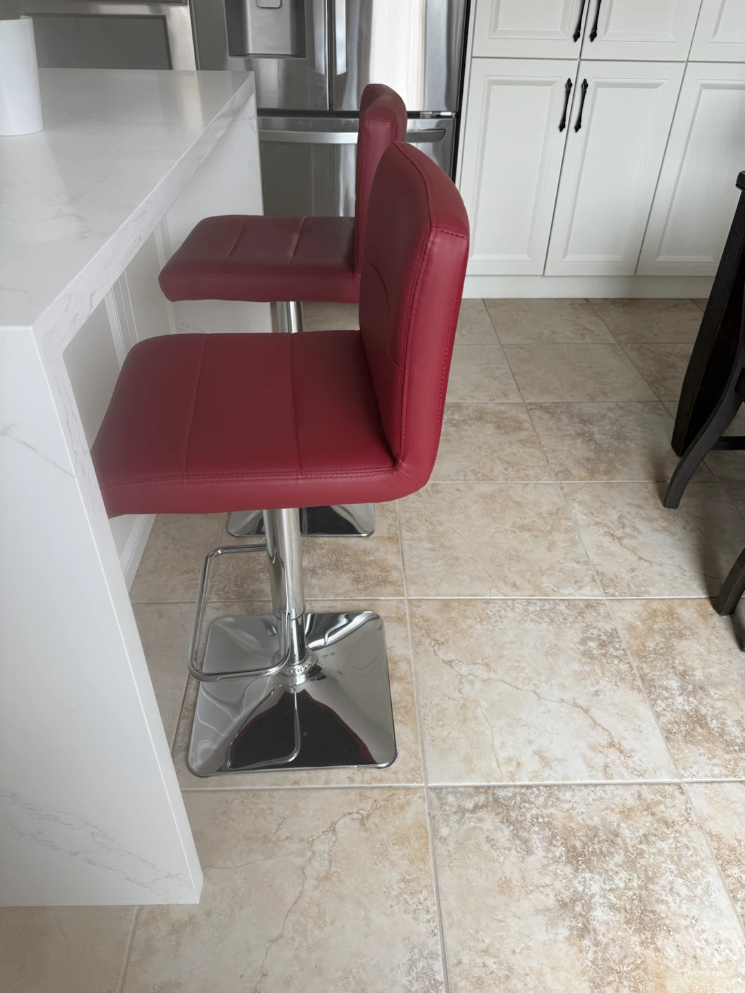 Adjustable Red Bar Stools (Set of 2)