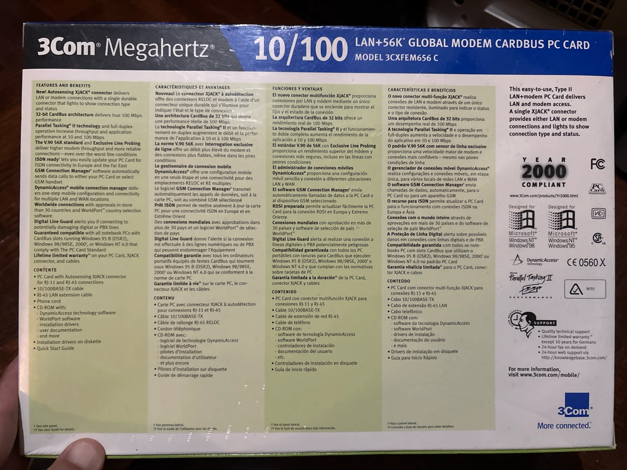 3Com Megahertz 10/100 LAN+56K Global Modem PC Card - photo 2
