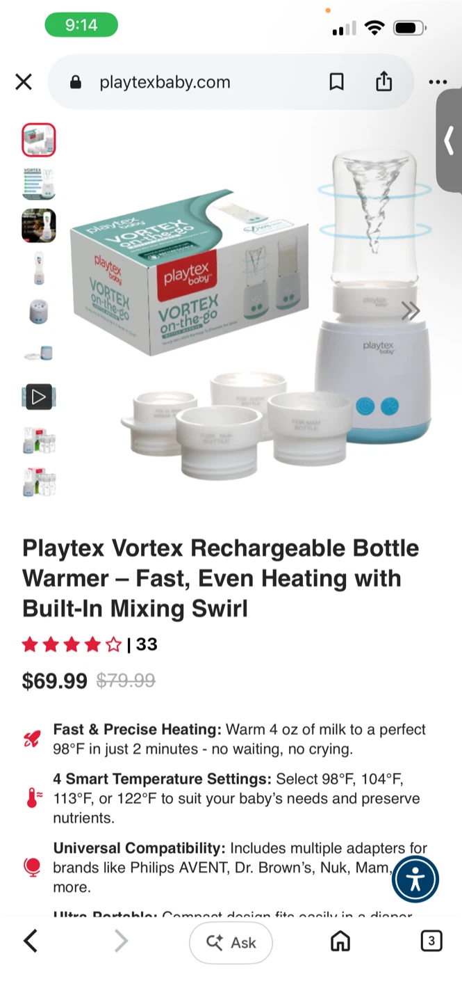 Playtex Baby Vortex Portable Bottle Warmer - photo 4