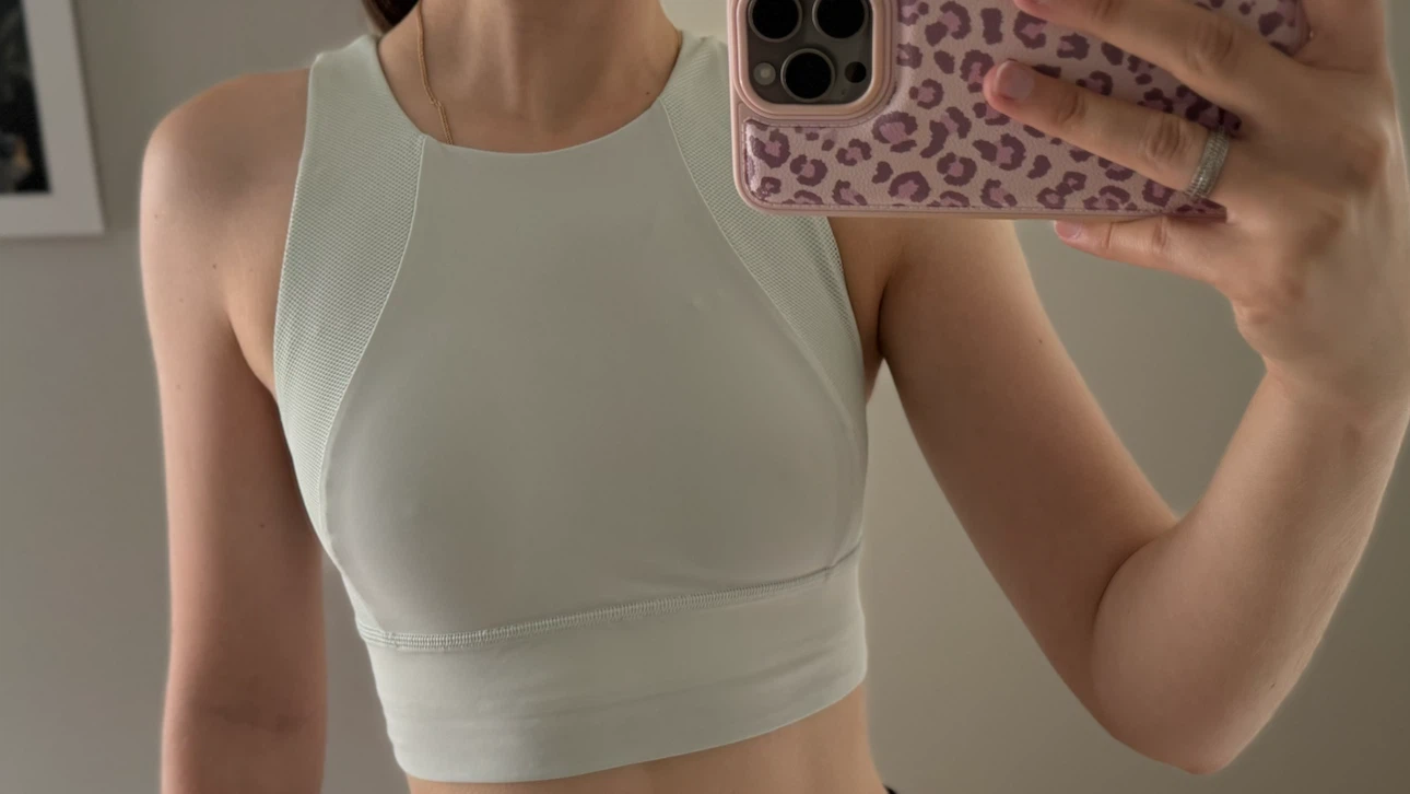 Lululemon Light Grey Sports Bra with Mesh Panels