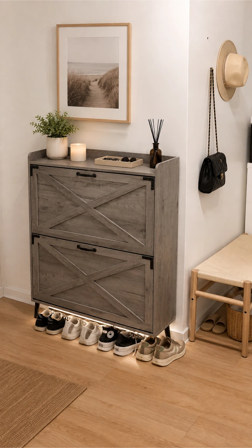 Rustic Farmhouse Shoe Cabinet