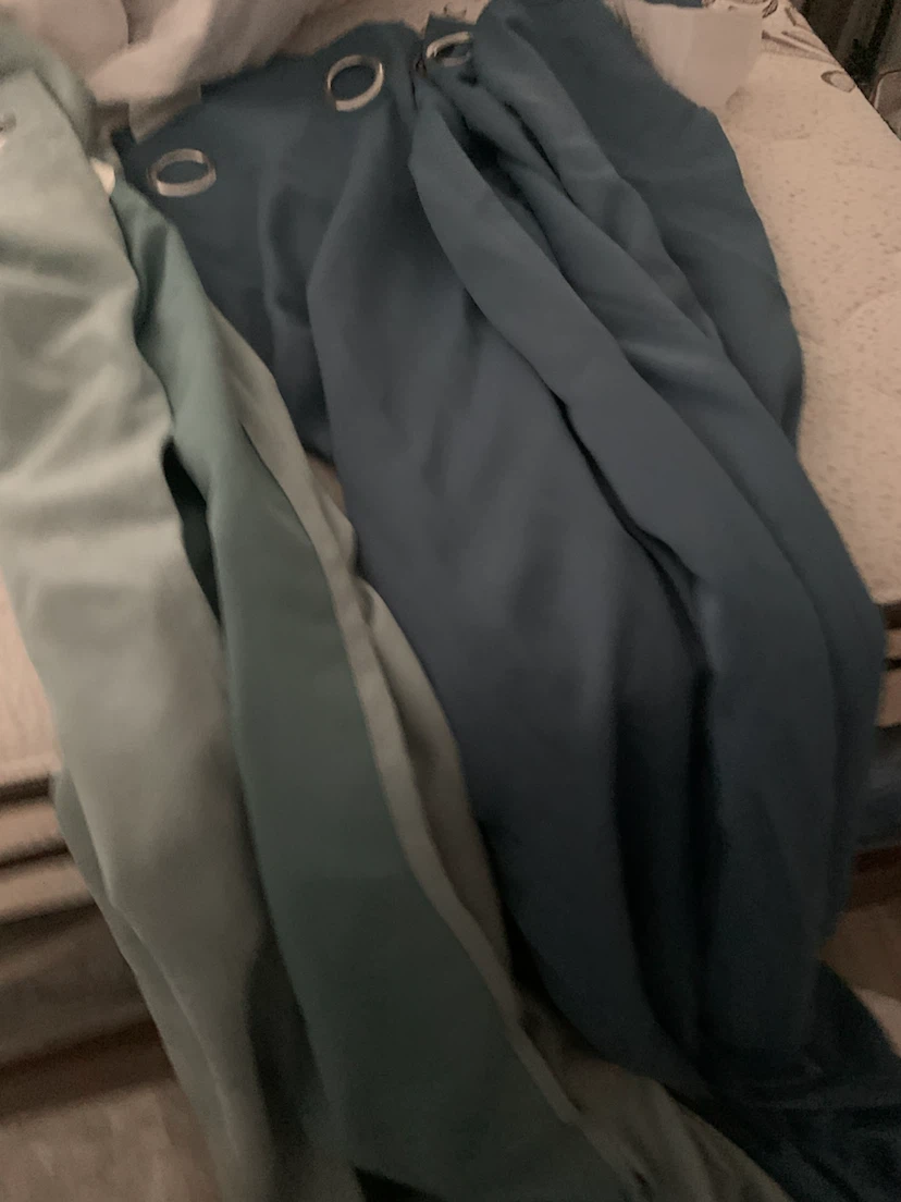 Blue and Green curtains  for large windows