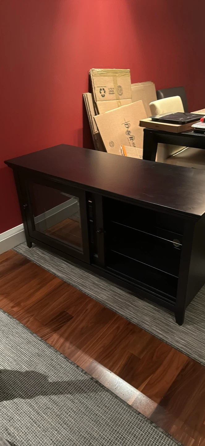Black TV Stand with Glass Doors