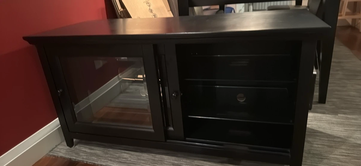 Black TV Stand with Glass Doors - photo 3
