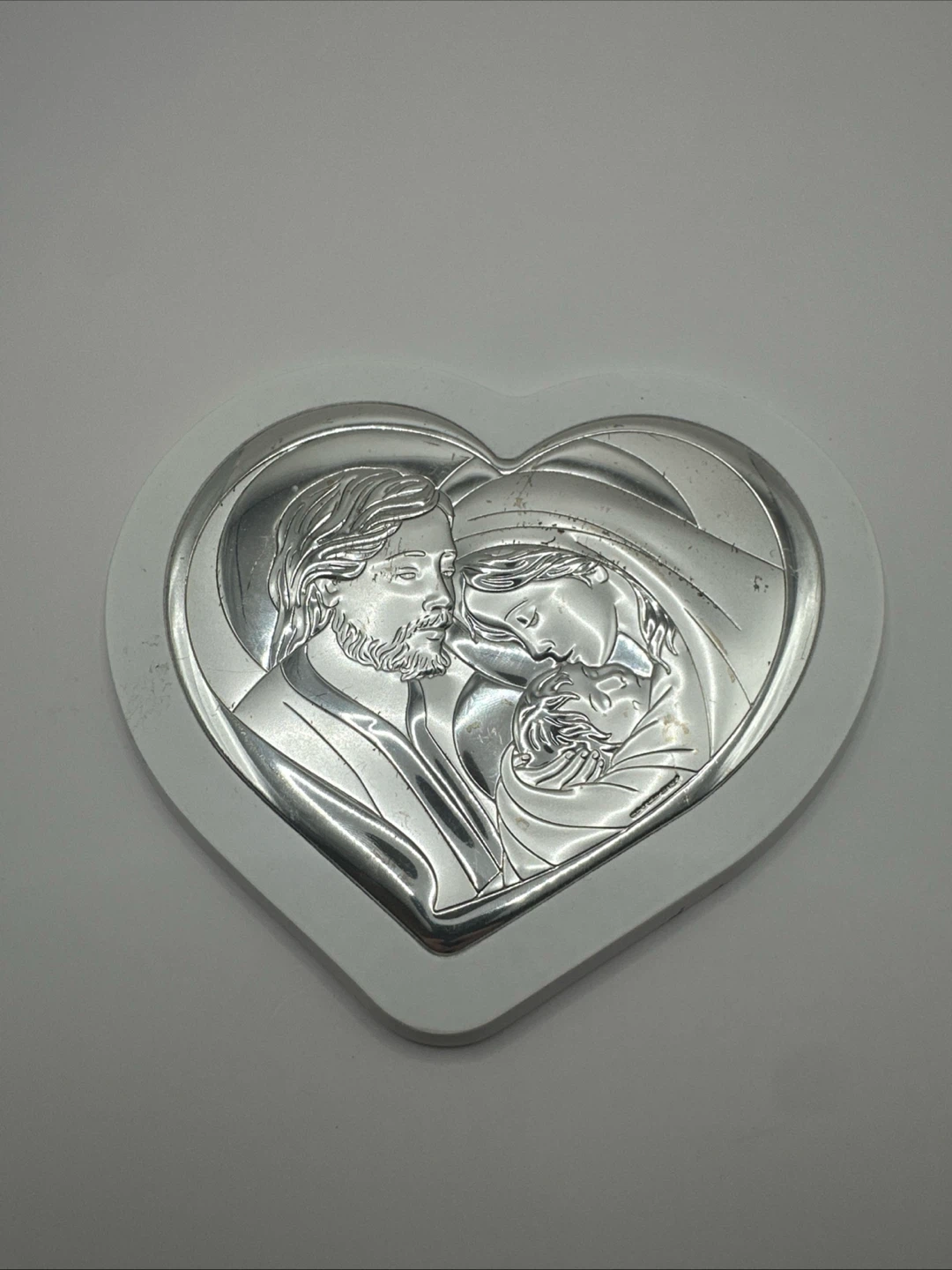 Heart Shaped Holy Family Relief Plaque