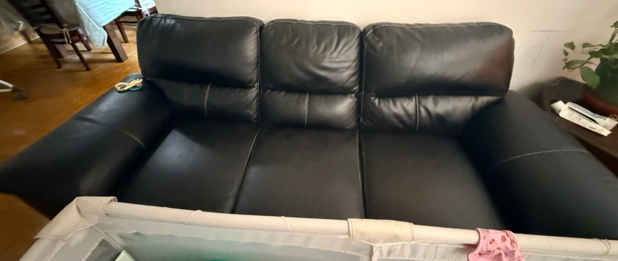 Black leather couch