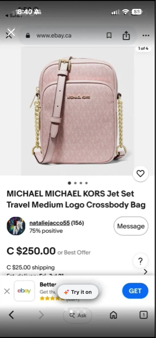 MICHAEL KORS Jet Set Travel Medium Logo Crossbody Bag - Pink