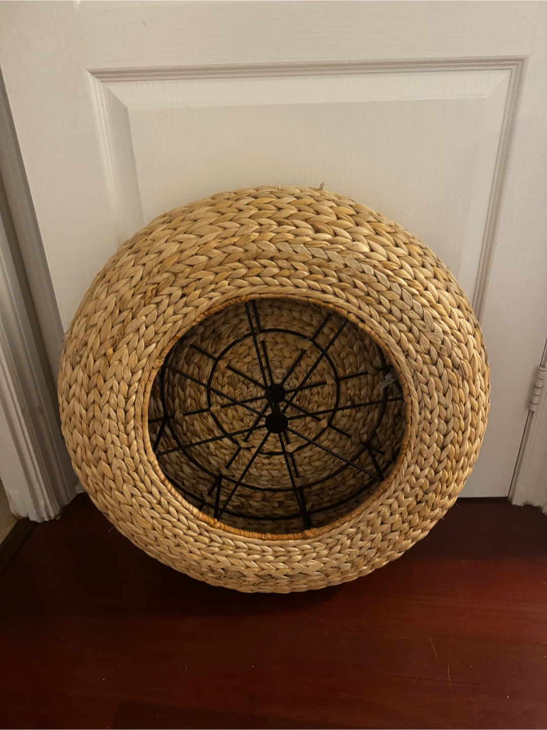 Round Woven Grass Ottoman or Storage Stool