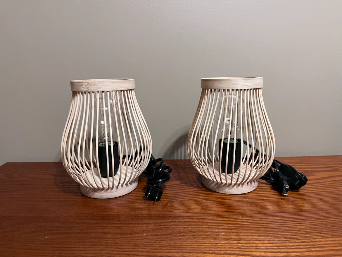 BAMBOO SLATTED SHADE 7” TABLE LAMPS (2 lamps)