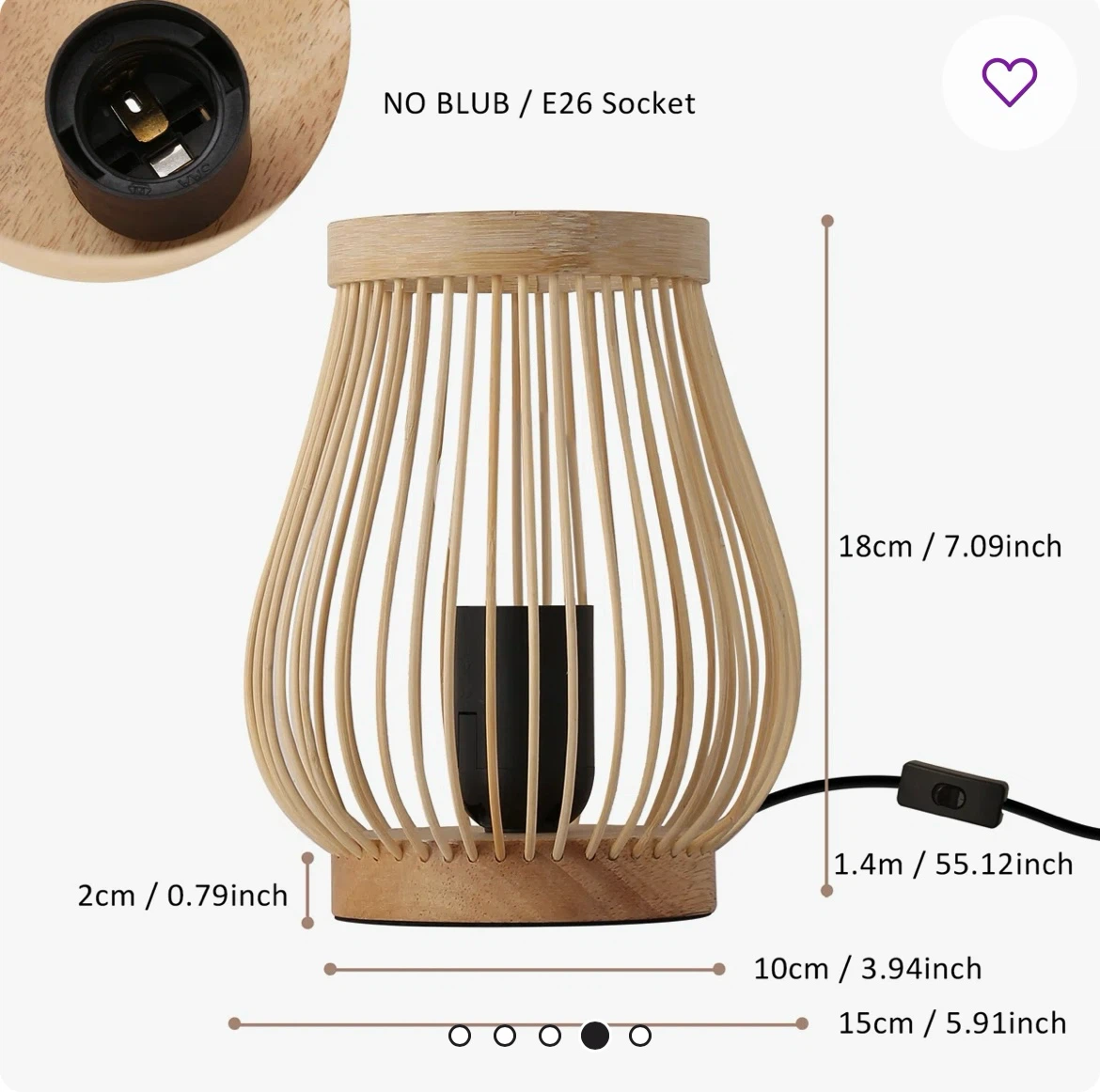BAMBOO SLATTED SHADE 7” TABLE LAMPS (2 lamps) - photo 3