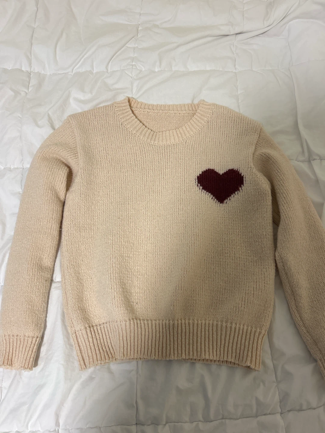 cream heart sweater