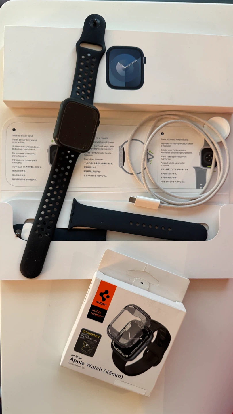 Apple Watch Series 9 45mm with accessories