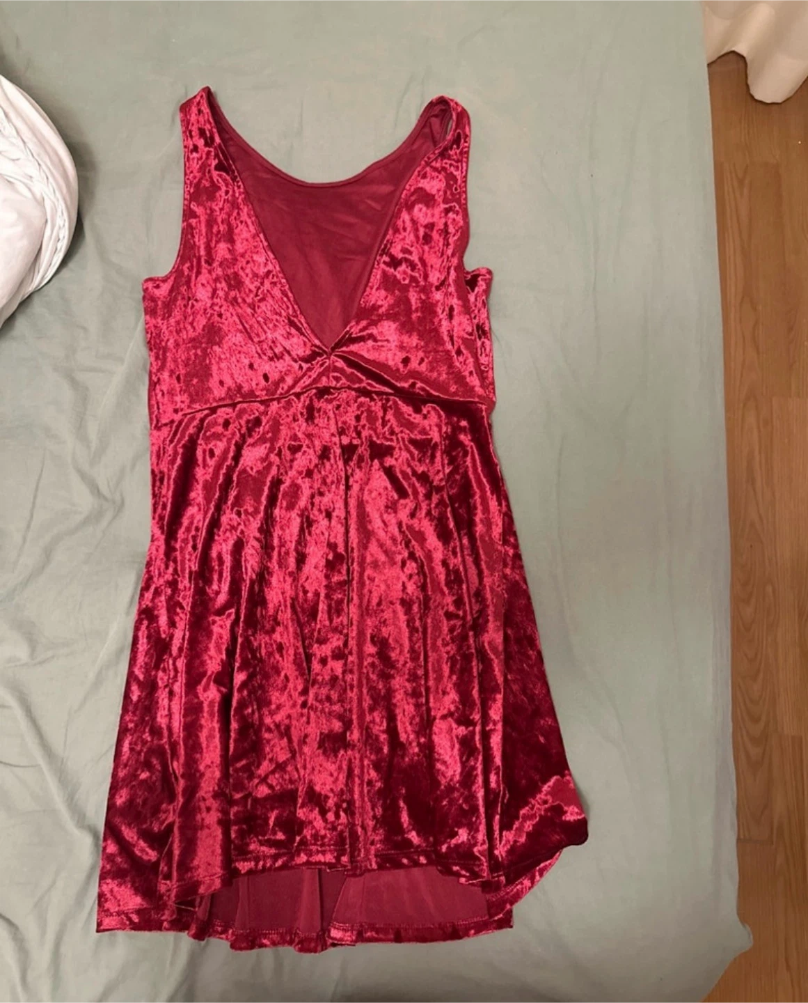Velvet V-neck Mini Dress - photo 2