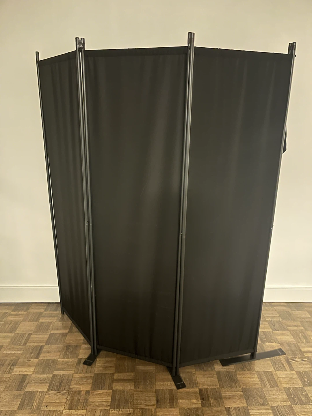 Black 3-Panel Room Divider - photo 2