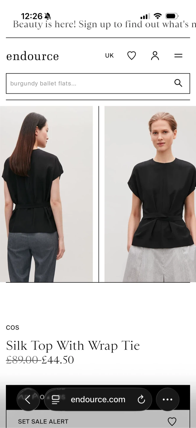 COS 100% Silk Top With Wrap Tie