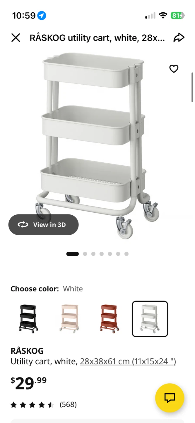 IKEA RÅSKOG Utility Cart - White