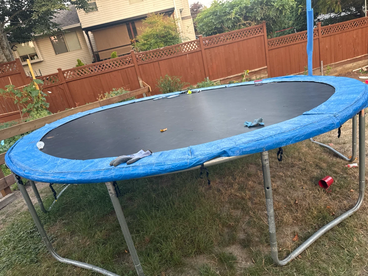 Oval Trampoline with Blue Safety Pad