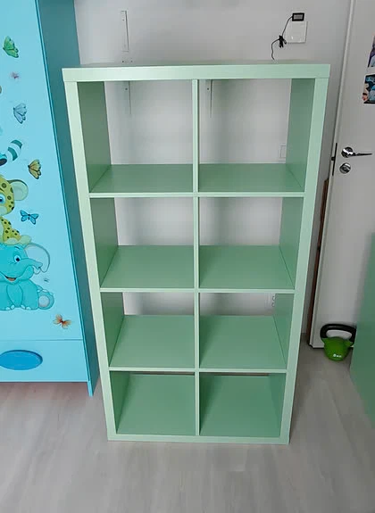 IKEA KALLAX shelf in light green