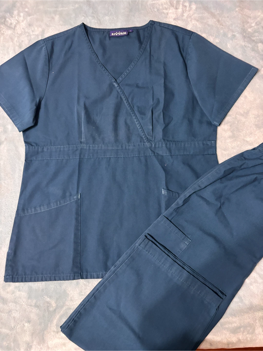 Sivvan Teal Blue Scrub Set - Top & Pants