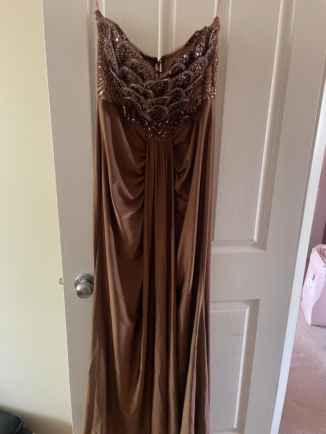 Strapless Sequin Embellished Maxi Dress