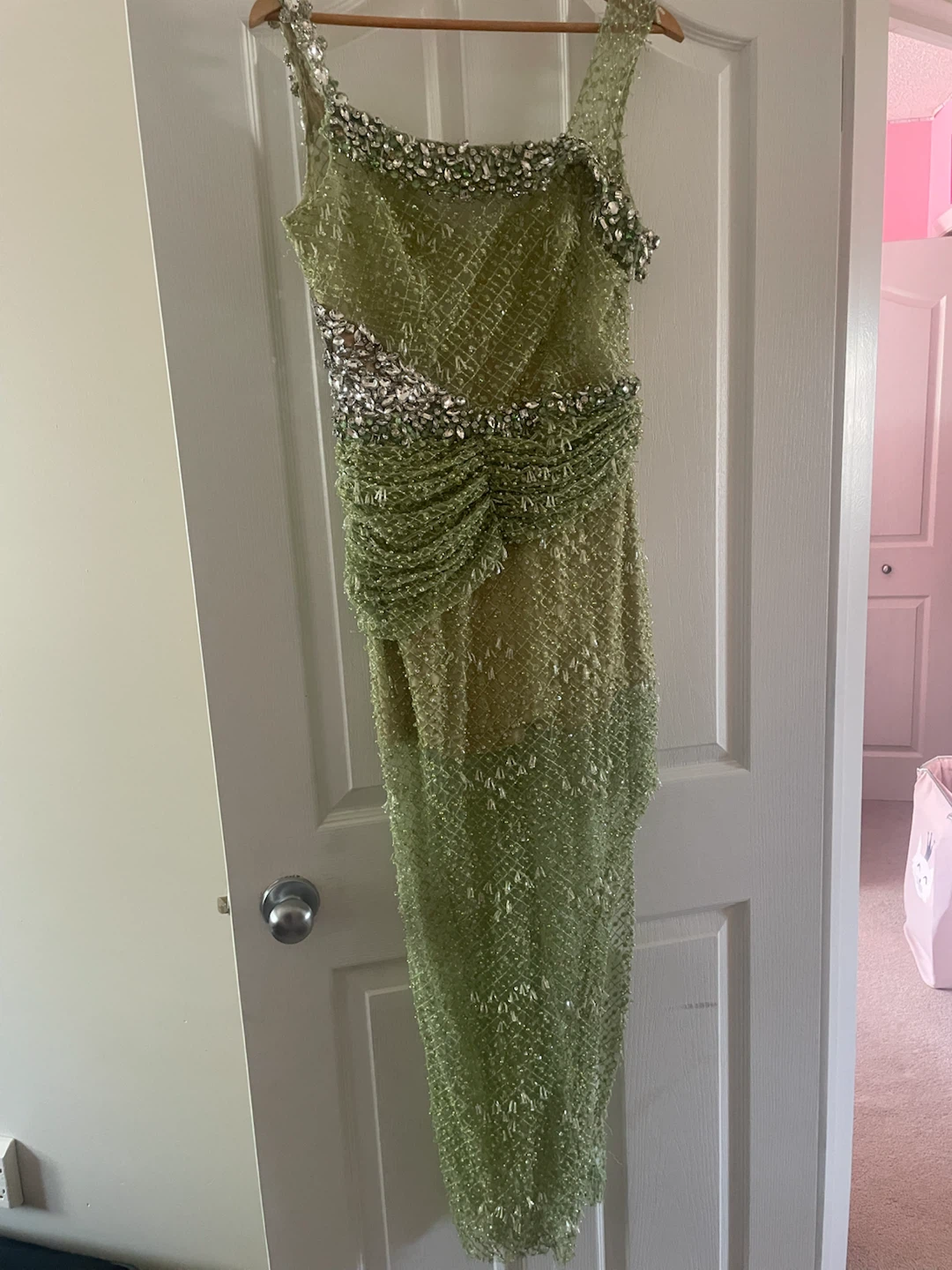 Green Beaded Embellished Gown