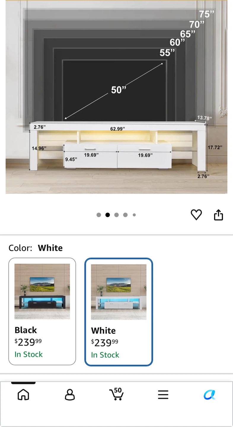 White TV Stand with Drawers - photo 2