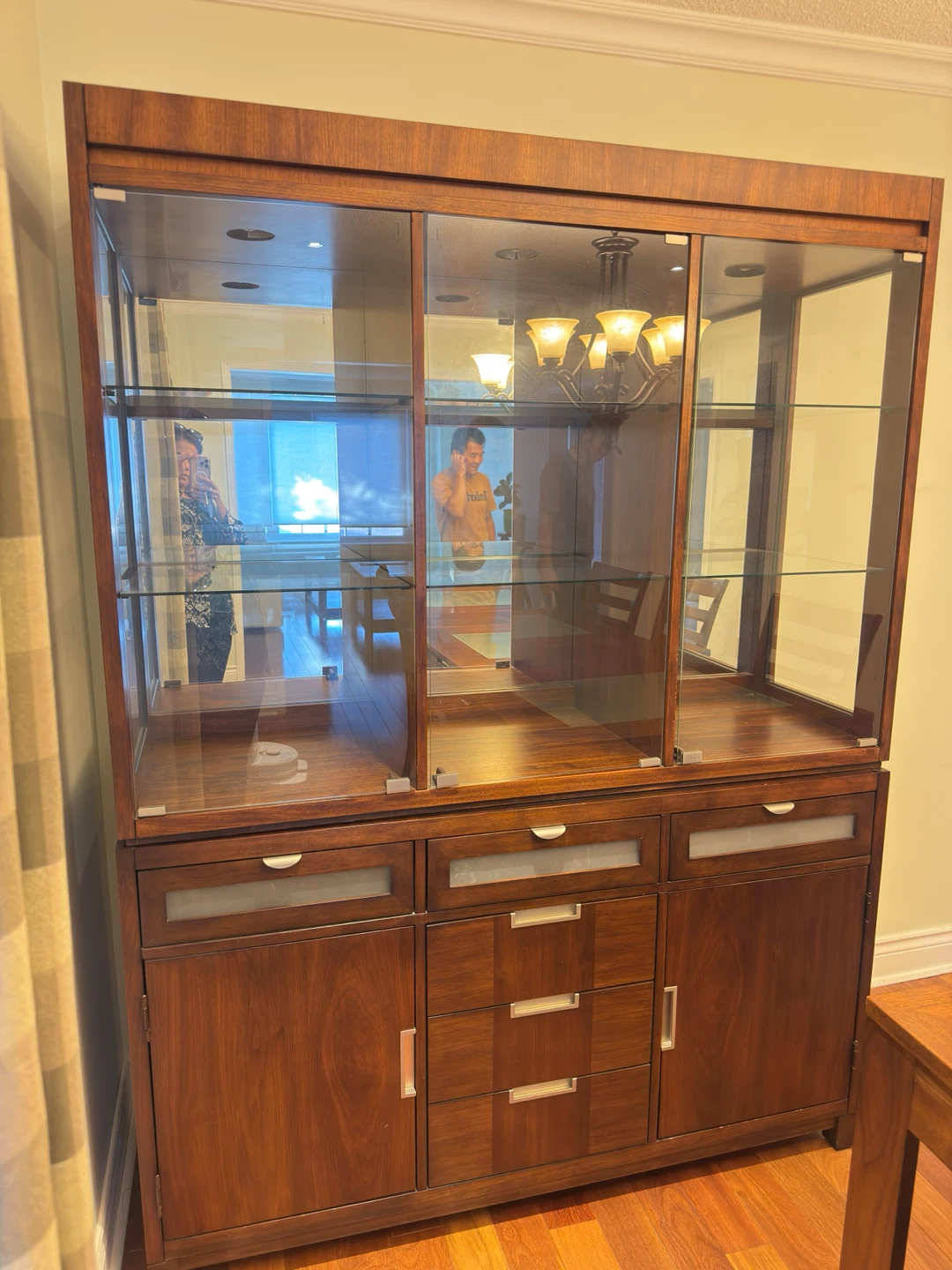 Wooden China Cabinet with Glass Doors