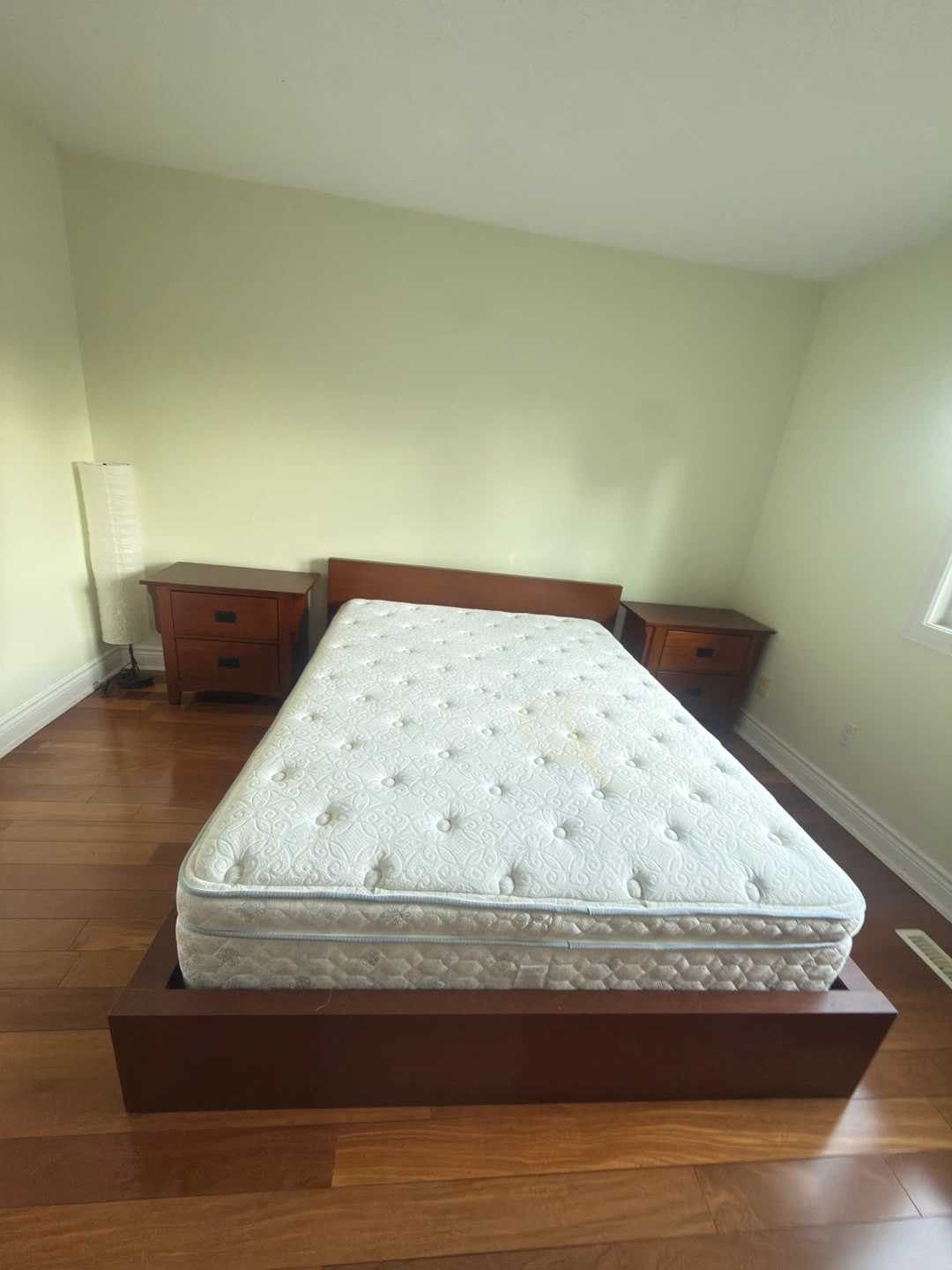 Wooden bed with Mattress with 2 side table