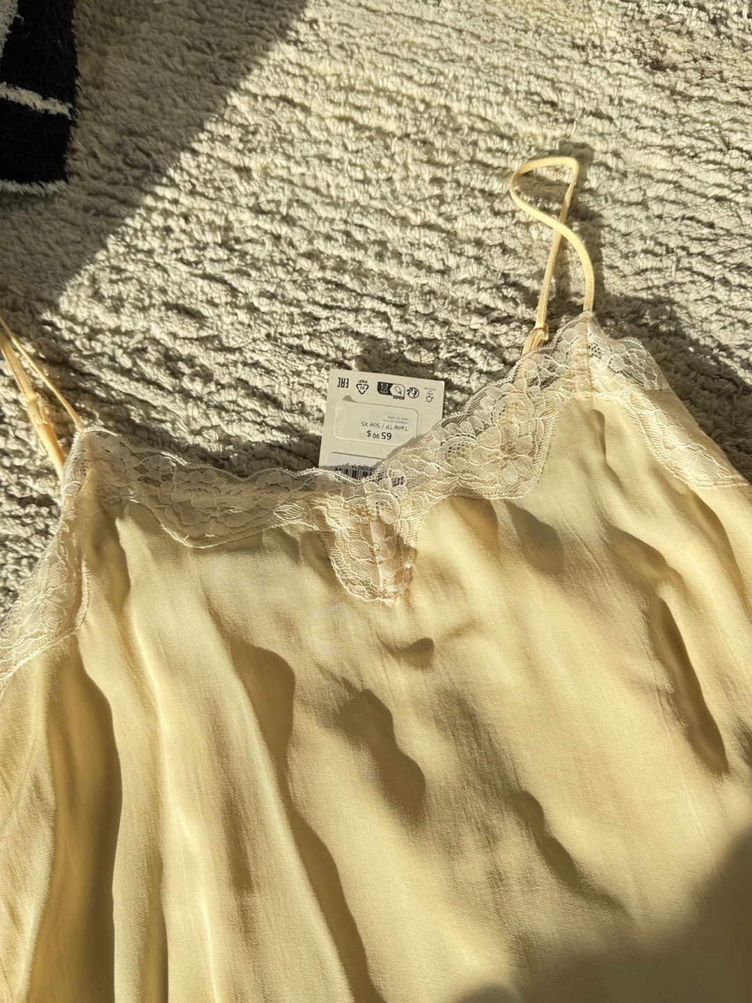 Yellow Lace Trim Cami Slip Top Size XS - photo 2