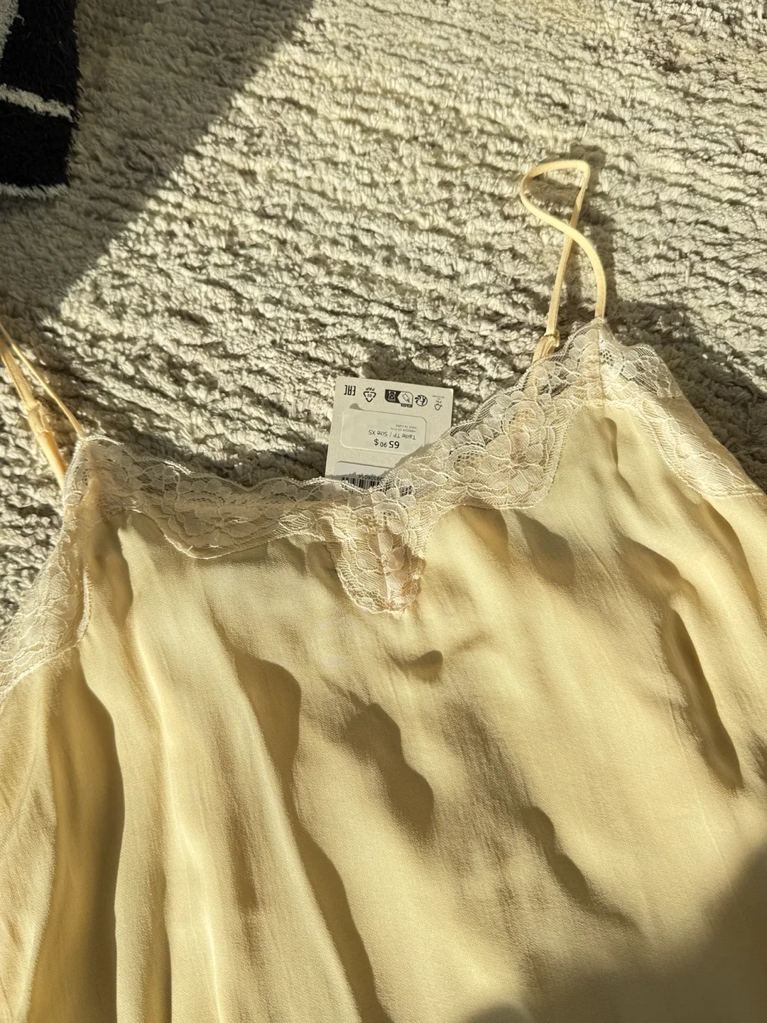 Yellow Lace Trim Cami Slip Top Size XS - photo 2