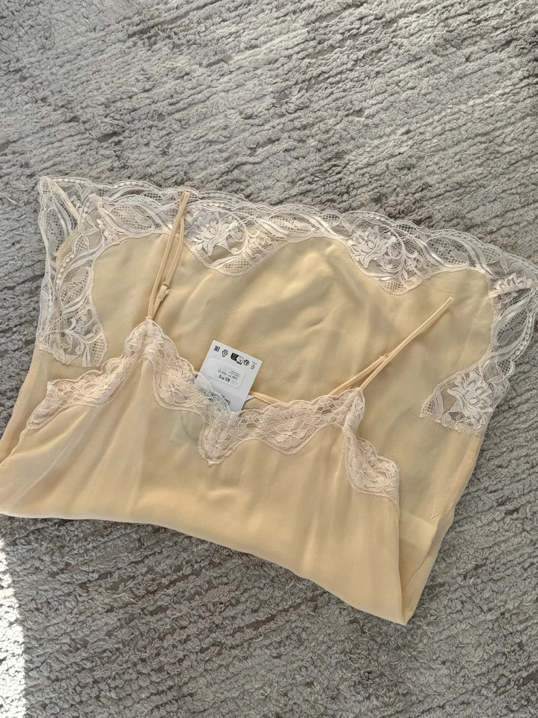 Yellow Lace Trim Cami Slip Top Size XS - photo 3