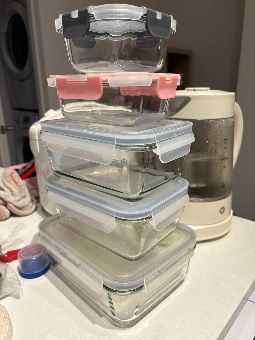 Stack of Glass Food Containers with Lids